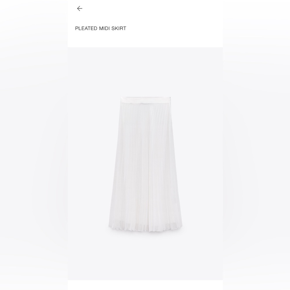 Zara white pleated midi skirt
